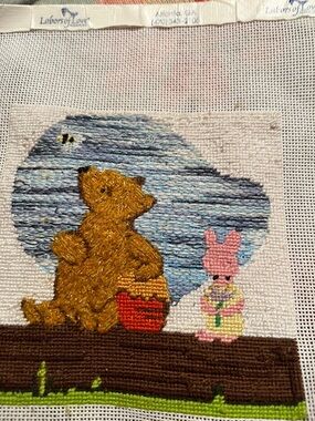 Winnie the Pooh and Piglet Embroidered Wall Art